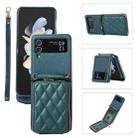 For Samsung Galaxy Z Flip4 Rhombic Full Zipper Wallet Leather Phone Case(Green) - 1