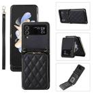 For Samsung Galaxy Z Flip4 Rhombic Full Zipper Wallet Leather Phone Case(Black) - 1