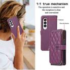 For Samsung Galaxy Z Fold4 Rhombic Full Zipper Wallet Leather Phone Case(Deep Purple) - 3