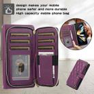 For Samsung Galaxy Z Fold5 Rhombic Full Zipper Wallet Leather Phone Case(Deep Purple) - 2