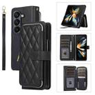 For Samsung Galaxy Z Fold5 Rhombic Full Zipper Wallet Leather Phone Case(Black) - 1