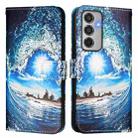 For Samsung Galaxy M35 Colored Drawing Pattern Plain Weave Leather Phone Case(Waves And Sun) - 2