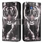 For Samsung Galaxy M56 5G Colored Drawing Pattern Plain Weave Leather Phone Case(Black And White Tiger) - 2