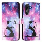 For Samsung Galaxy M56 5G Colored Drawing Pattern Plain Weave Leather Phone Case(Baby Panda) - 2