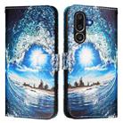 For Samsung Galaxy M56 5G Colored Drawing Pattern Plain Weave Leather Phone Case(Waves And Sun) - 2