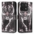 For Xiaomi 14T Pro Colored Drawing Pattern Plain Weave Leather Phone Case(Black And White Tiger) - 2