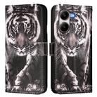 For Xiaomi Poco X7 Pro 5G Colored Drawing Pattern Plain Weave Leather Phone Case(Black And White Tiger) - 2