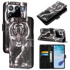 For Xiaomi 15S Pro Colored Drawing Pattern Plain Weave Leather Phone Case(Black And White Tiger) - 1