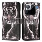 For Xiaomi 15S Pro Colored Drawing Pattern Plain Weave Leather Phone Case(Black And White Tiger) - 2