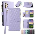 For Samsung Galaxy A13 4G Rhombic Zipper Wallet Leather Phone Case(Purple) - 1