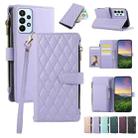For Samsung Galaxy A33 5G Rhombic Zipper Wallet Leather Phone Case(Purple) - 1