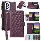 For Samsung Galaxy A33 5G Rhombic Zipper Wallet Leather Phone Case(Deep Purple) - 1