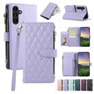 For Samsung Galaxy A34 5G Rhombic Zipper Wallet Leather Phone Case(Purple) - 1