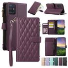 For Samsung Galaxy A51 4G Rhombic Zipper Wallet Leather Phone Case(Deep Purple) - 1