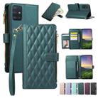 For Samsung Galaxy A71 4G Rhombic Zipper Wallet Leather Phone Case(Green) - 1