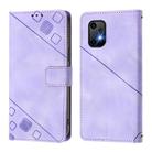 For Umidigi Bison X20 Skin-feel Embossed Leather Phone Case(Light Purple) - 3