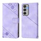 For Samsung Galaxy M35 Skin-feel Embossed Leather Phone Case(Light Purple) - 3