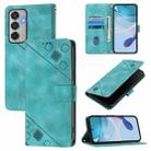 For Samsung Galaxy M35 Skin-feel Embossed Leather Phone Case(Green) - 1