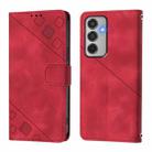 For Samsung Galaxy M35 Skin-feel Embossed Leather Phone Case(Red) - 3
