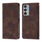 For Samsung Galaxy M35 Skin-feel Embossed Leather Phone Case(Brown) - 3