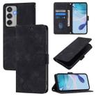 For Samsung Galaxy M35 Skin-feel Embossed Leather Phone Case(Black) - 1