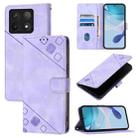 For Xiaomi 14T Pro Skin-feel Embossed Leather Phone Case(Light Purple) - 1