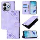 For Xiaomi Poco M7 Pro 5G Global Skin-feel Embossed Leather Phone Case(Light Purple) - 1
