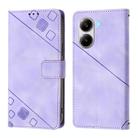For Xiaomi Poco X7 Pro 5G Skin-feel Embossed Leather Phone Case(Light Purple) - 2