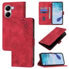 For Xiaomi Poco X7 Pro 5G Skin-feel Embossed Leather Phone Case(Red) - 1