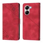 For Xiaomi Poco X7 Pro 5G Skin-feel Embossed Leather Phone Case(Red) - 2