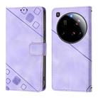 For Xiaomi 15 Ultra Skin-feel Embossed Leather Phone Case(Light Purple) - 2
