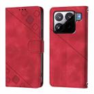 For Xiaomi 15S Pro 5G Skin-feel Embossed Leather Phone Case(Red) - 2
