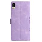 For Sharp Basio active SHG09 Cherry Blossom Butterfly Skin Feel Embossed PU Phone Case(Purple) - 3