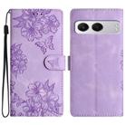 For OnePlus Nord 4 Cherry Blossom Butterfly Skin Feel Embossed PU Phone Case(Purple) - 1