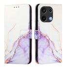 For Umidigi Note 100 PT003 Marble Pattern Flip Leather Phone Case(White Purple) - 3