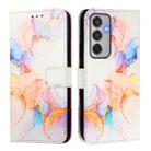 For Samsung Galaxy M35 PT003 Marble Pattern Flip Leather Phone Case(Galaxy Marble White) - 3