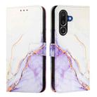 For Samsung Galaxy M56 PT003 Marble Pattern Flip Leather Phone Case(White Purple) - 2