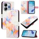 For Xiaomi Poco M7 Pro 5G PT003 Marble Pattern Flip Leather Phone Case(Galaxy Marble White) - 1