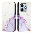 For Xiaomi Poco M7 Pro 5G PT003 Marble Pattern Flip Leather Phone Case(White Purple) - 3