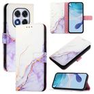 For Xiaomi Poco X7 5G PT003 Marble Pattern Flip Leather Phone Case(White Purple) - 1
