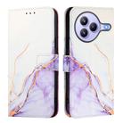 For Xiaomi Civi 5 Pro PT003 Marble Pattern Flip Leather Phone Case(White Purple) - 2