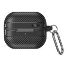 For Samsung Galaxy Buds3 / 3 Pro Carbon Fiber Texture Earphone Protective Case with Carabiner(Black) - 1