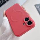 For iPhone 16 Plus Solid Color Liquid Silicone MagSafe Magnetic Phone Case(Camellia Red) - 1