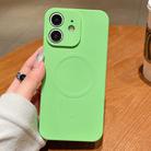 For iPhone 12 Solid Color Liquid Silicone MagSafe Magnetic Phone Case(Matcha Green) - 1