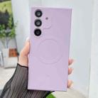For Samsung Galaxy S23 FE 5G Solid Color Liquid Silicone MagSafe Magnetic Phone Case(Grass Purple) - 1