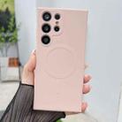 For Samsung Galaxy S25 Ultra 5G Solid Color Liquid Silicone MagSafe Magnetic Phone Case(Pink) - 1