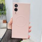 For Samsung Galaxy S25 Edge 5G Solid Color Liquid Silicone MagSafe Magnetic Phone Case(Pink) - 1