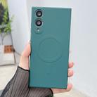 For Samsung Galaxy S25 Edge 5G Solid Color Liquid Silicone MagSafe Magnetic Phone Case(Dark Green) - 1