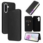 For Samsung Galaxy A36 Carbon Fiber Texture Flip Leather Phone Case(Black) - 1