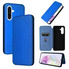 For Samsung Galaxy A36 Carbon Fiber Texture Flip Leather Phone Case(Blue) - 1